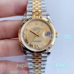 EW Factory Rolex Datejust Watch Yellow Gold Dial Jubilee Band 36mm 